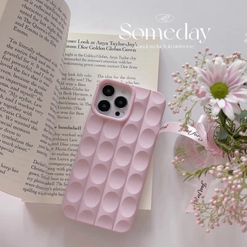 3D Изогнутая волна Вишневый цветок Розовый Мягкий гелевый противоударный чехол для телефона iPhone 11 12 13 14 Pro Max Задняя крышка