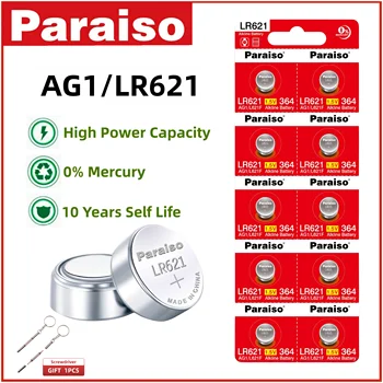 Parasio 4-50шт AG1 LR621 Кнопочная Ячейка Монетная Батарея 364 531 SR621SW SR60 CX60 Кнопочные Батарейки для Часов Игрушки Дистанционные калькуляторы