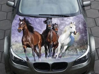 автомобильные наклейки с изображением лошади, виниловые наклейки с рисунком капота, упаковочные наклейки с изготовленными на заказ наклейками с животными в цвете двигателя, сделанными своими руками