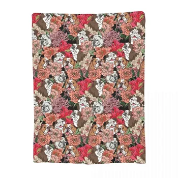 Потому что одеяла с цветочным рисунком английского Бульдога Фланелевые Демисезонные уютные Супер Мягкие одеяла для дивана Офисное одеяло