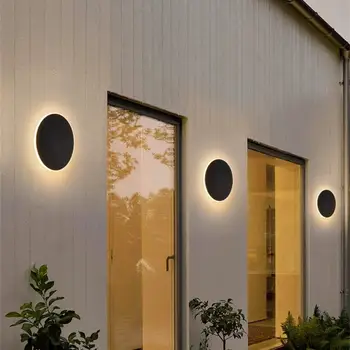 Светодиодный круглый настенный светильник в скандинавском стиле Наружная водонепроницаемая лампа на крыльце, вход в коридор, проход, настенное светодиодное освещение, датчик освещенности